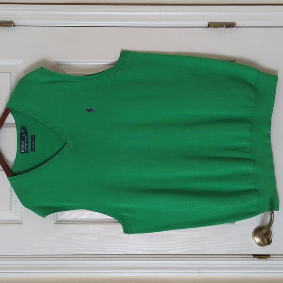 Polo Ralph Lauren 90s Vintage Classic Pima Cotton V-neck Sweater Vest Green 2XLT